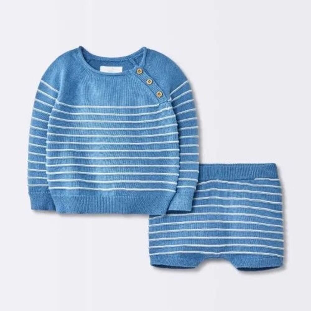 Baby Boys' Striped Sweater Set - Cloud Island™ Blue